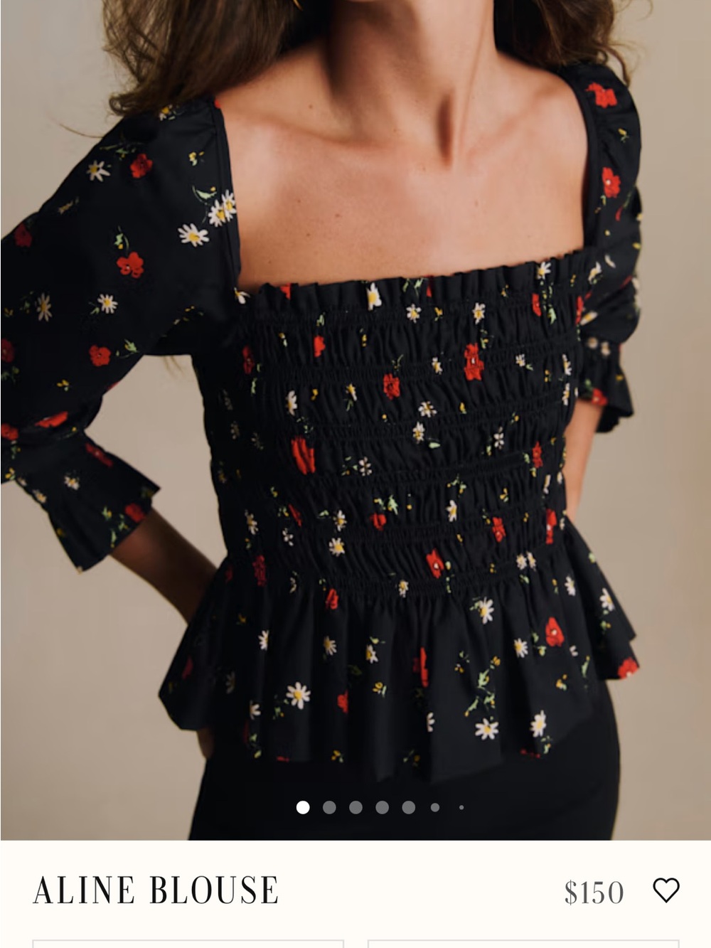 Sézane Aline Longsleeve Blouse - Black Poppy Print